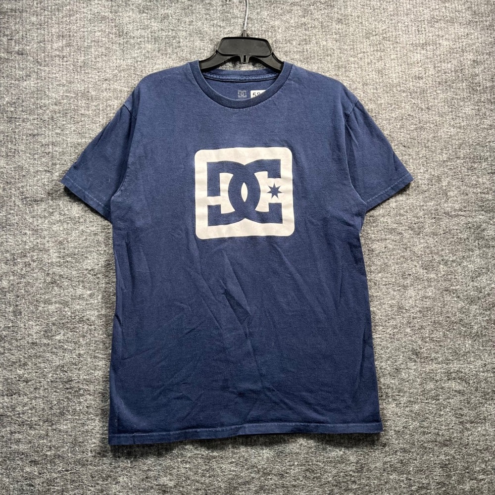 DC Shoes Mens Medium Navy Blue Graphic Logo Skate T-Shirt 5895